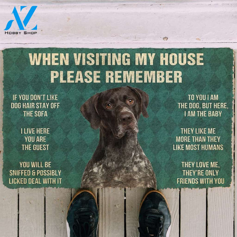 3D Please Remember German Shorthaired Pointers Dog's House Rules Doormat | Welcome Mat | House Warming Gift
