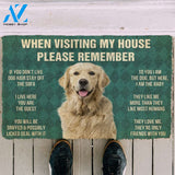 3D Please Remember Golden Retriever Dog's House Rules Custom Photo Doormat | Welcome Mat | House Warming Gift