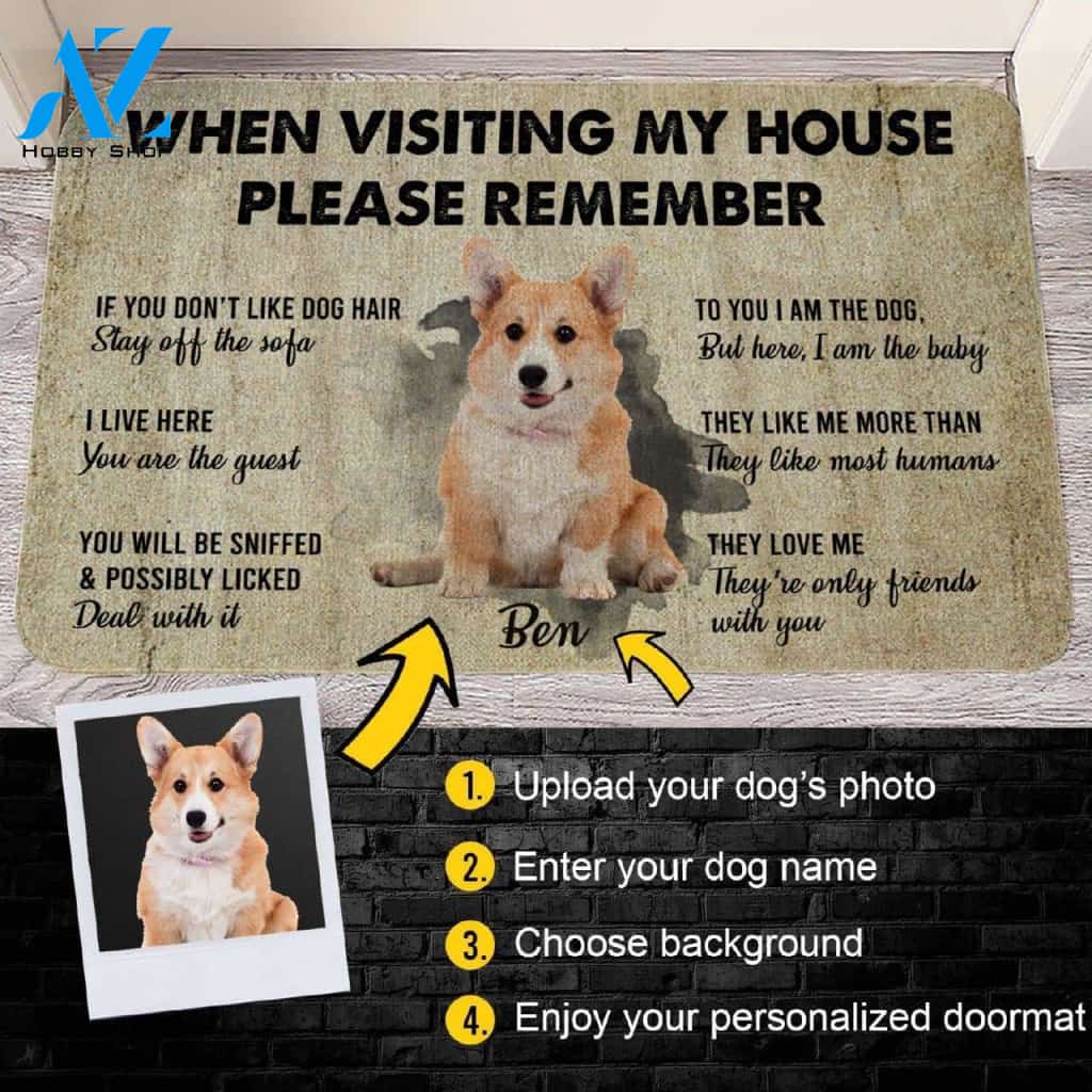 3D Please Remember Golden Retriever Dog's House Rules Custom Photo Doormat | Welcome Mat | House Warming Gift