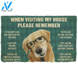 3D Please Remember Golden Retriever With Glasses Dogs House Rules Custom Doormat | Welcome Mat | House Warming Gift