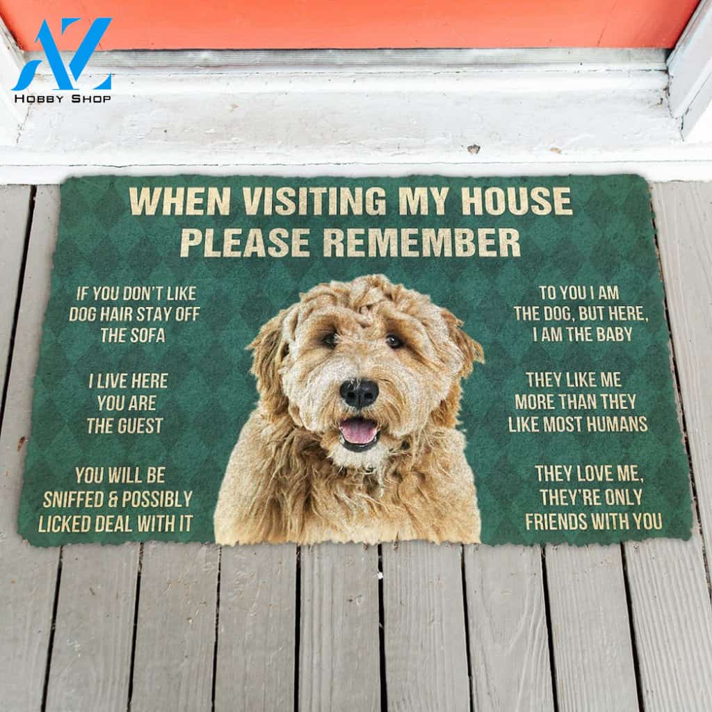 3D Please Remember Goldendoodle Dogs House Rules Doormat | Welcome Mat | House Warming Gift