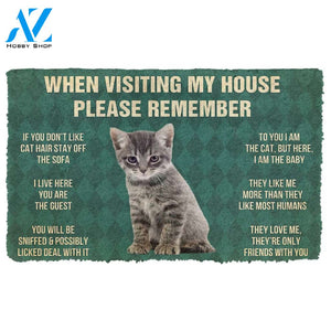 [CUSTOM] 3D Please Remember Gray Tabby Kitten Cats House Rules Custom Doormat | Welcome Mat | House Warming Gift