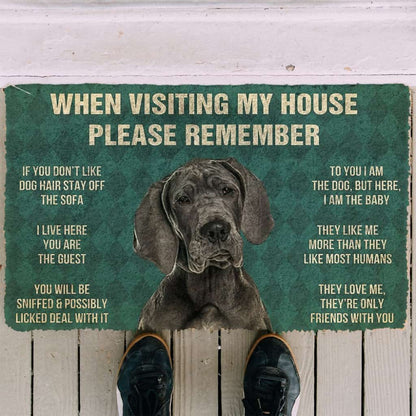 3D Please Remember Great Dane House Rules Custom Doormat