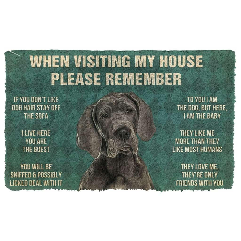 3D Please Remember Great Dane House Rules Custom Doormat