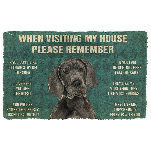3D Please Remember Great Dane House Rules Custom Doormat