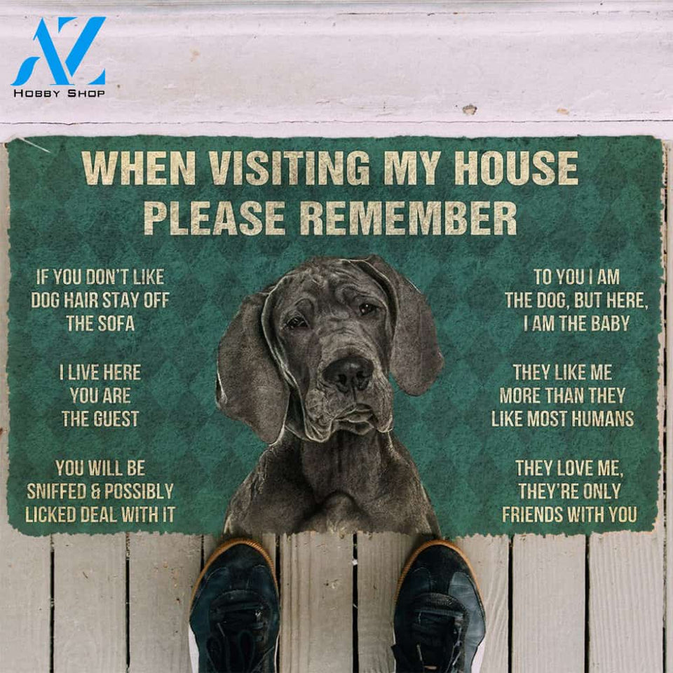 3D Please Remember Great Dane House Rules Custom Doormat | Welcome Mat | House Warming Gift