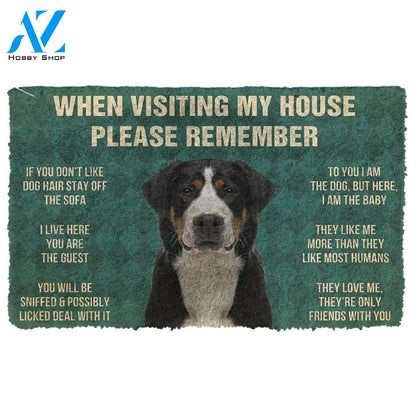 3D Please Remember Greater Swiss Mountain Dogs House Rules Doormat | Welcome Mat | House Warming Gift