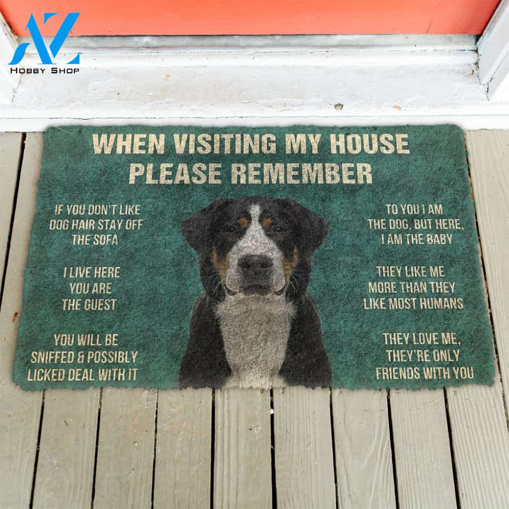3D Please Remember Greater Swiss Mountain Dogs House Rules Doormat | Welcome Mat | House Warming Gift