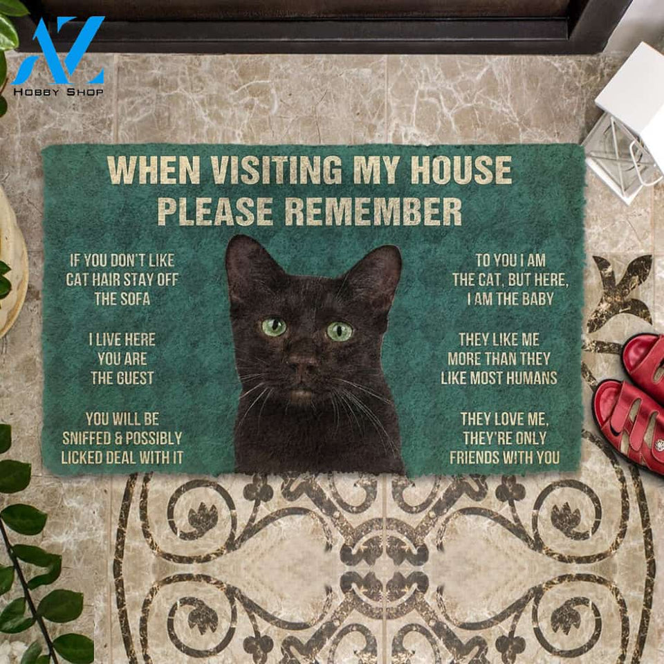 3D Please Remember Havana Brown Cats House Rules Custom Doormat | Welcome Mat | House Warming Gift