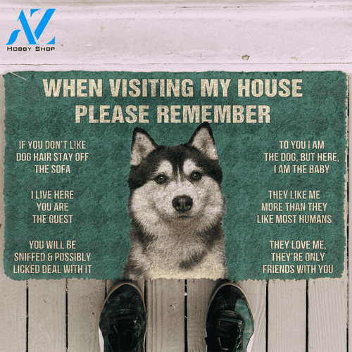 3D Please Remember Husky Dog's House Rules Doormat