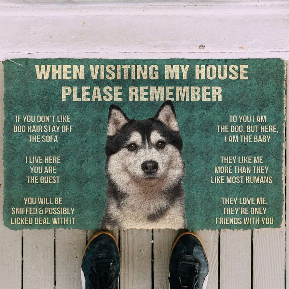 3D Please Remember Husky Dog's House Rules Doormat
