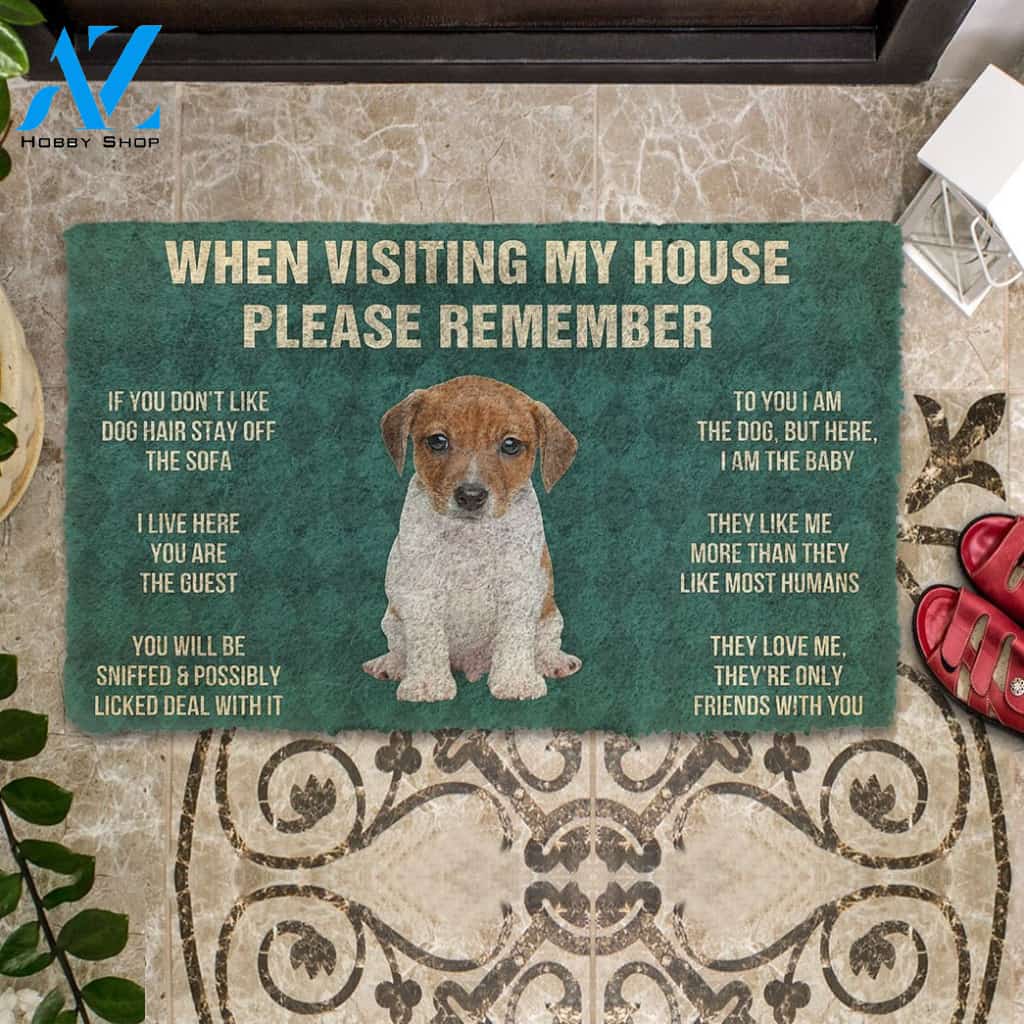 3D Please Remember Jack Russell Terrier Puppy Dogs House Rules Custom Doormat | Welcome Mat | House Warming Gift