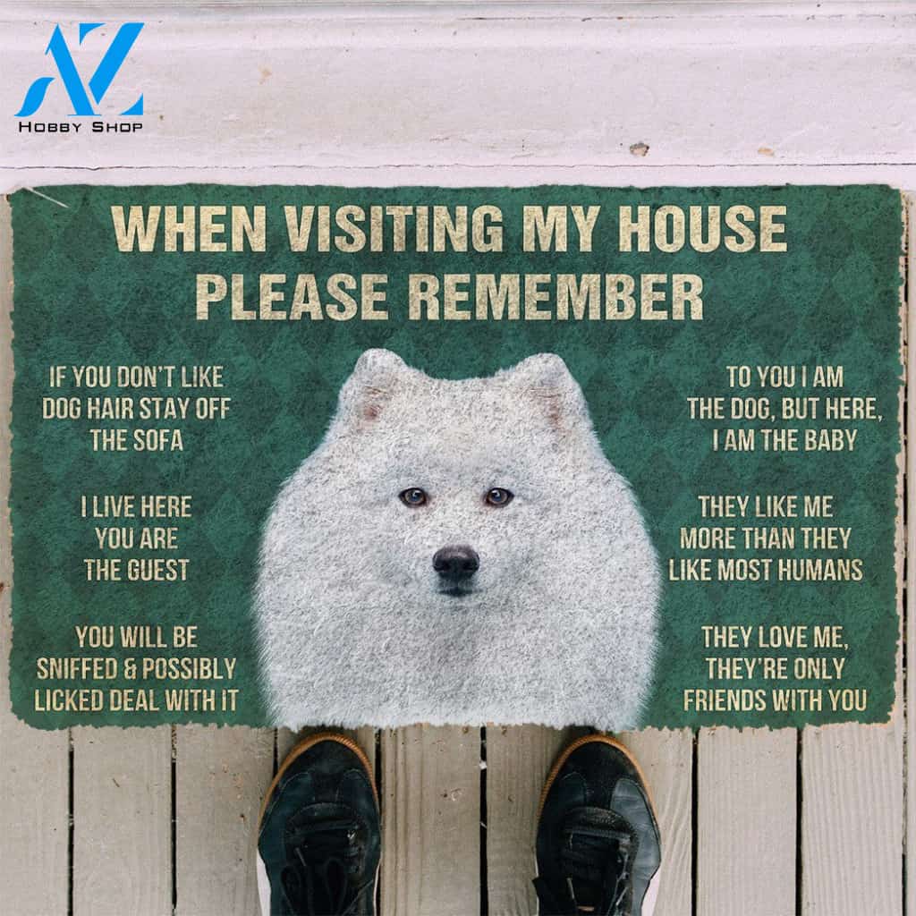 3D Please Remember Japanese Spitz Dogs House Rules Doormat | Welcome Mat | House Warming Gift