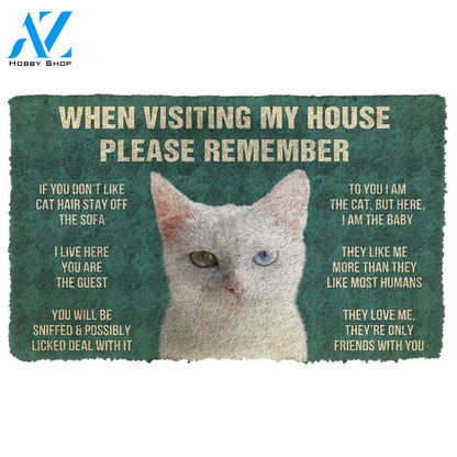 3D Please Remember Khao Manee Cats House Rules Custom Doormat | Welcome Mat | House Warming Gift
