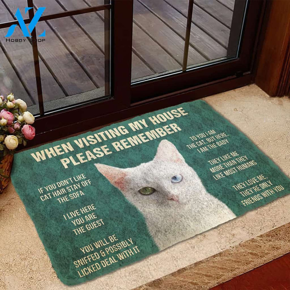 3D Please Remember Khao Manee Cats House Rules Custom Doormat | Welcome Mat | House Warming Gift