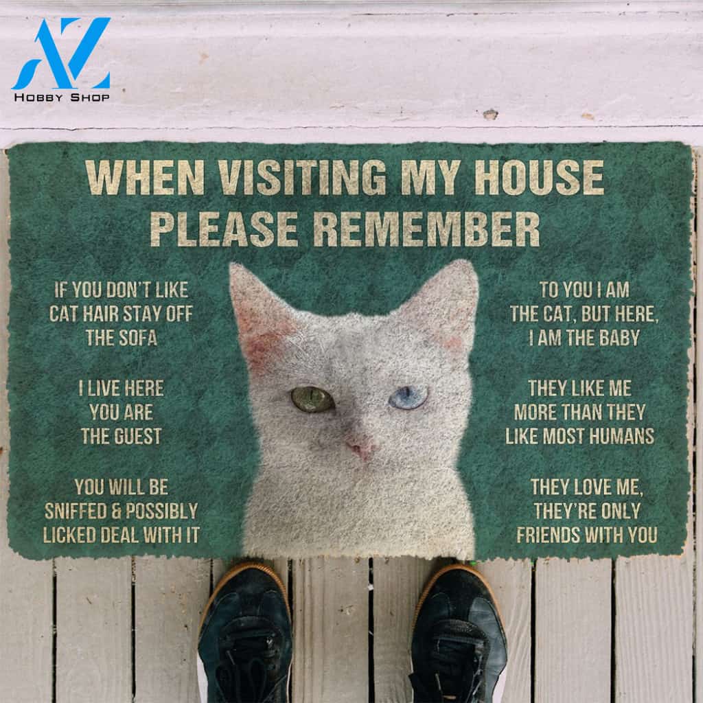 3D Please Remember Khao Manee Cats House Rules Custom Doormat | Welcome Mat | House Warming Gift