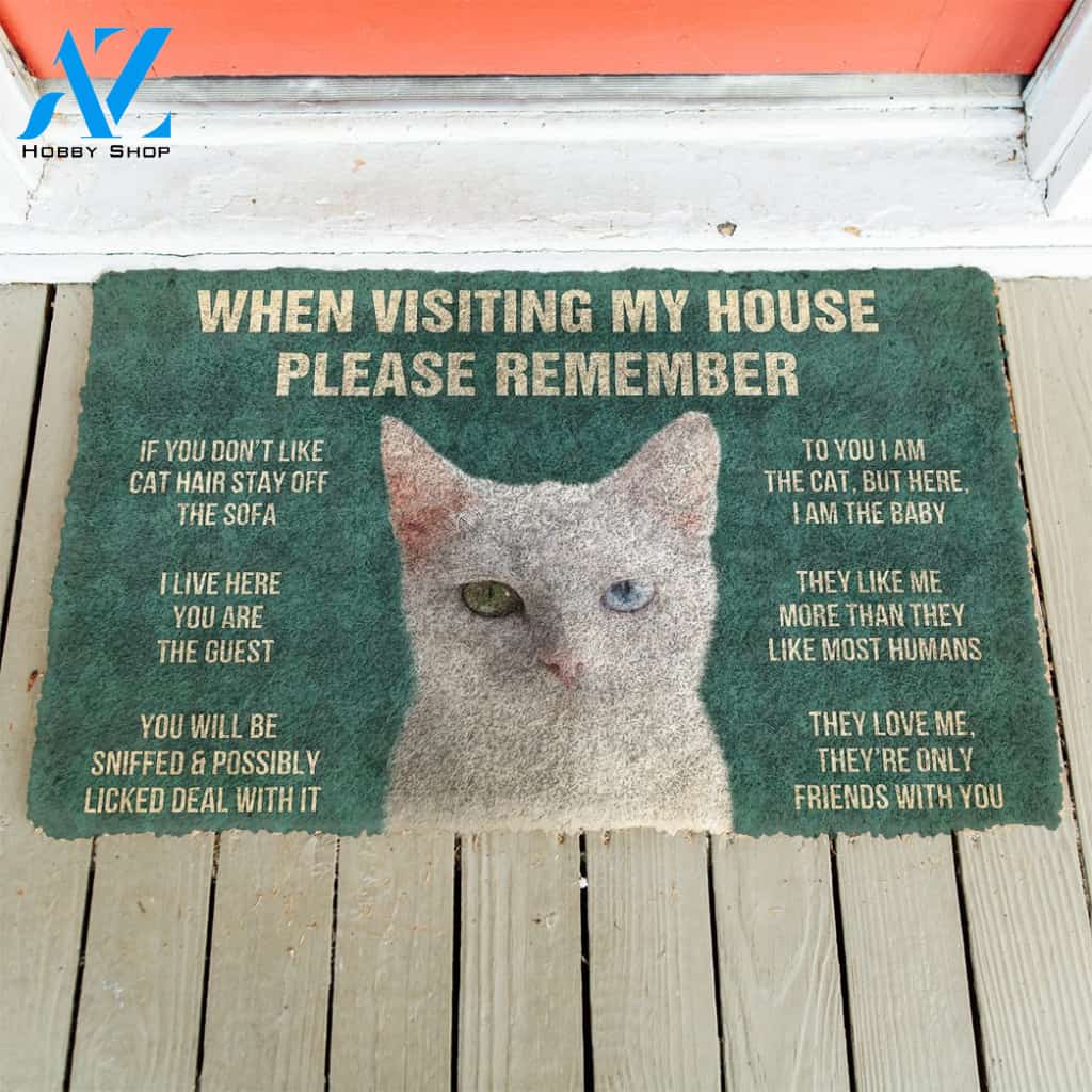 3D Please Remember Khao Manee Cats House Rules Custom Doormat | Welcome Mat | House Warming Gift
