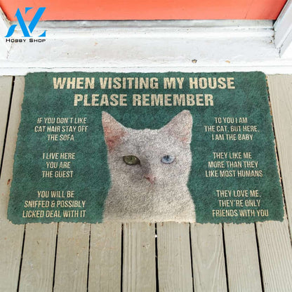 3D Please Remember Khao Manee Cats House Rules Custom Doormat | Welcome Mat | House Warming Gift