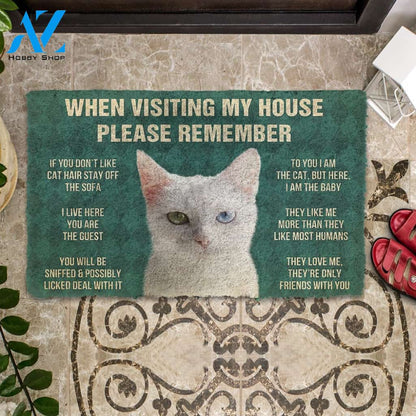 3D Please Remember Khao Manee Cats House Rules Custom Doormat | Welcome Mat | House Warming Gift