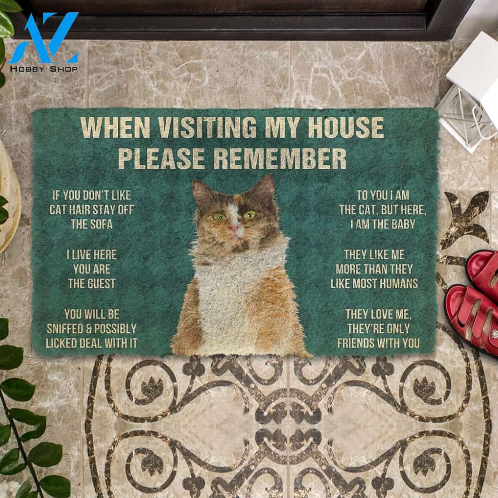 3D Please Remember LaPerm Cats House Rules Custom Doormat | Welcome Mat | House Warming Gift