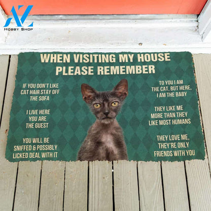 3D Please Remember Lykoi Cats House Rules Custom Doormat | Welcome Mat | House Warming Gift