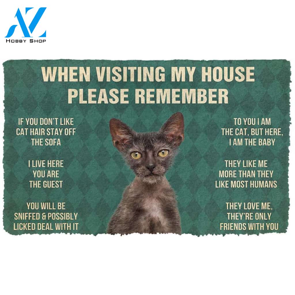 3D Please Remember Lykoi Cats House Rules Custom Doormat | Welcome Mat | House Warming Gift