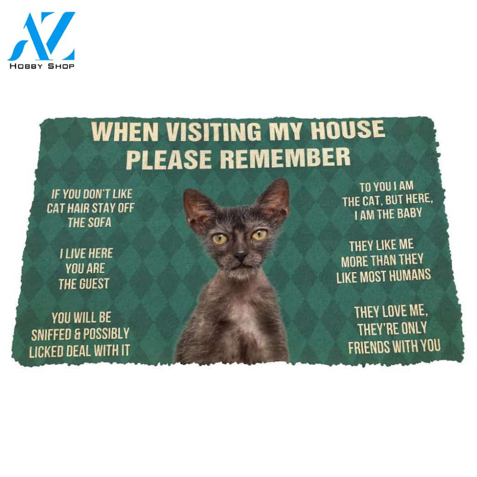 3D Please Remember Lykoi Cats House Rules Custom Doormat | Welcome Mat | House Warming Gift