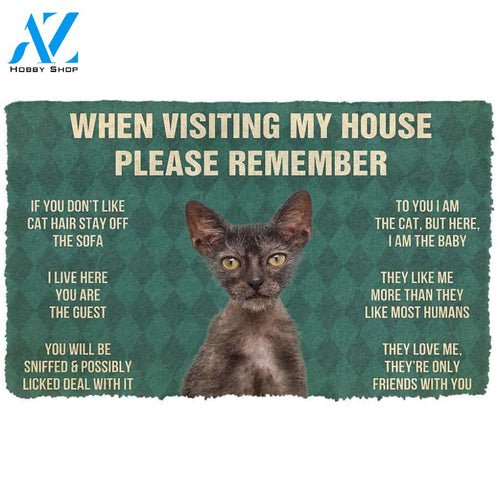 3D Please Remember Lykoi Cats House Rules Custom Doormat | Welcome Mat | House Warming Gift