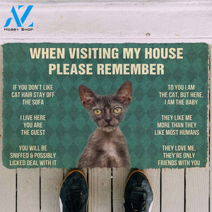 3D Please Remember Lykoi Cats House Rules Custom Doormat | Welcome Mat | House Warming Gift