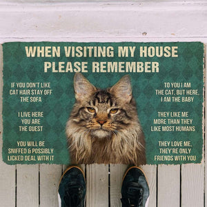 3D Please Remember Maine Coon Cat House Rules Doormat