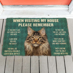 3D Please Remember Maine Coon Cat House Rules Doormat