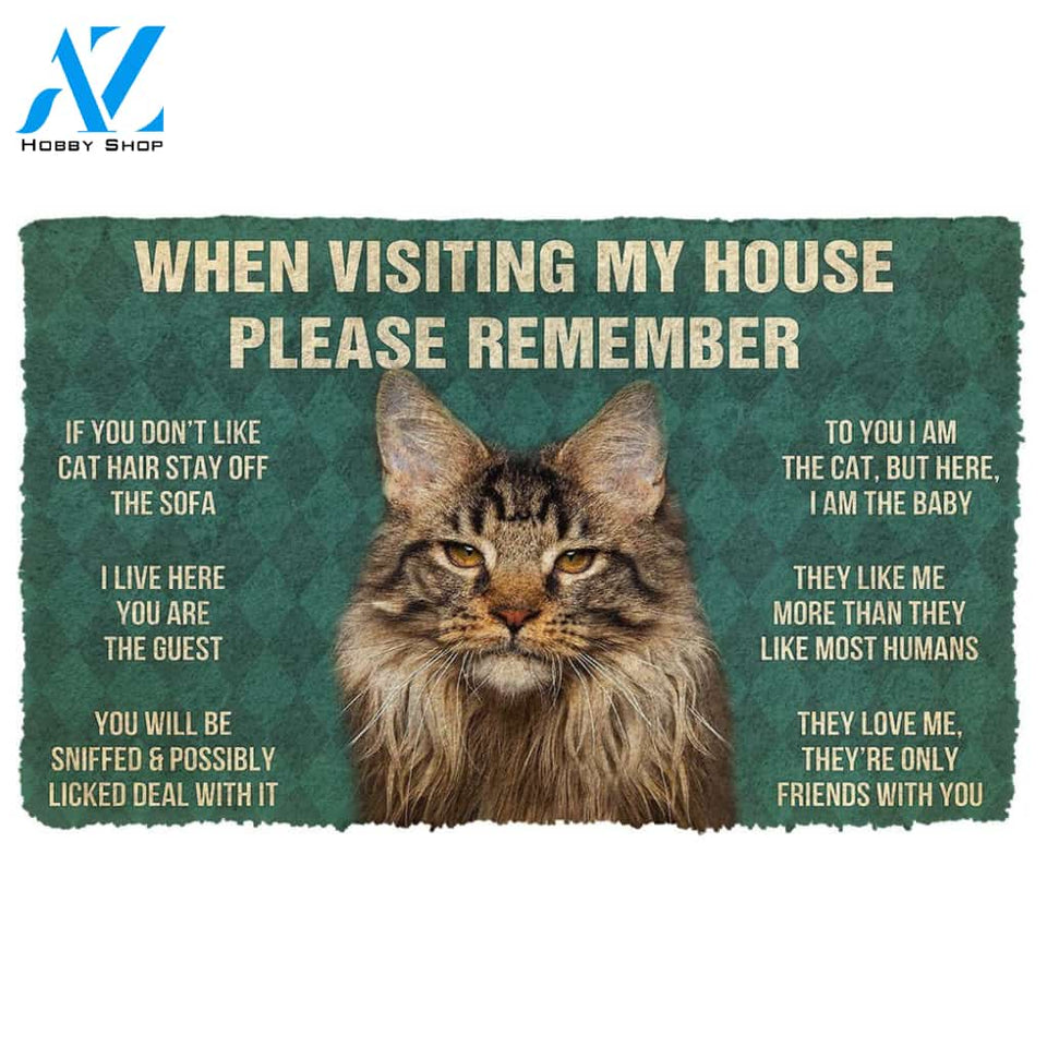 3D Please Remember Maine Coon Cat House Rules Doormat | Welcome Mat | House Warming Gift