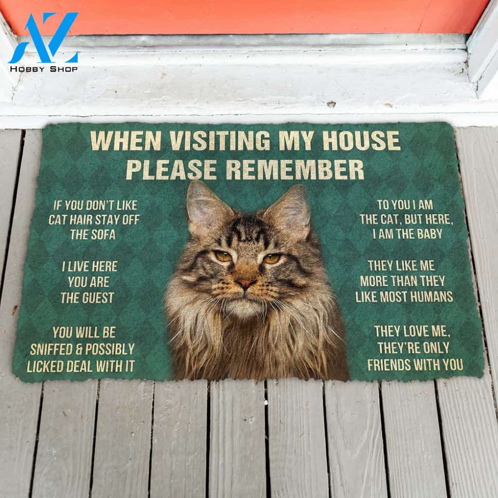 3D Please Remember Maine Coon Cat House Rules Doormat | Welcome Mat | House Warming Gift