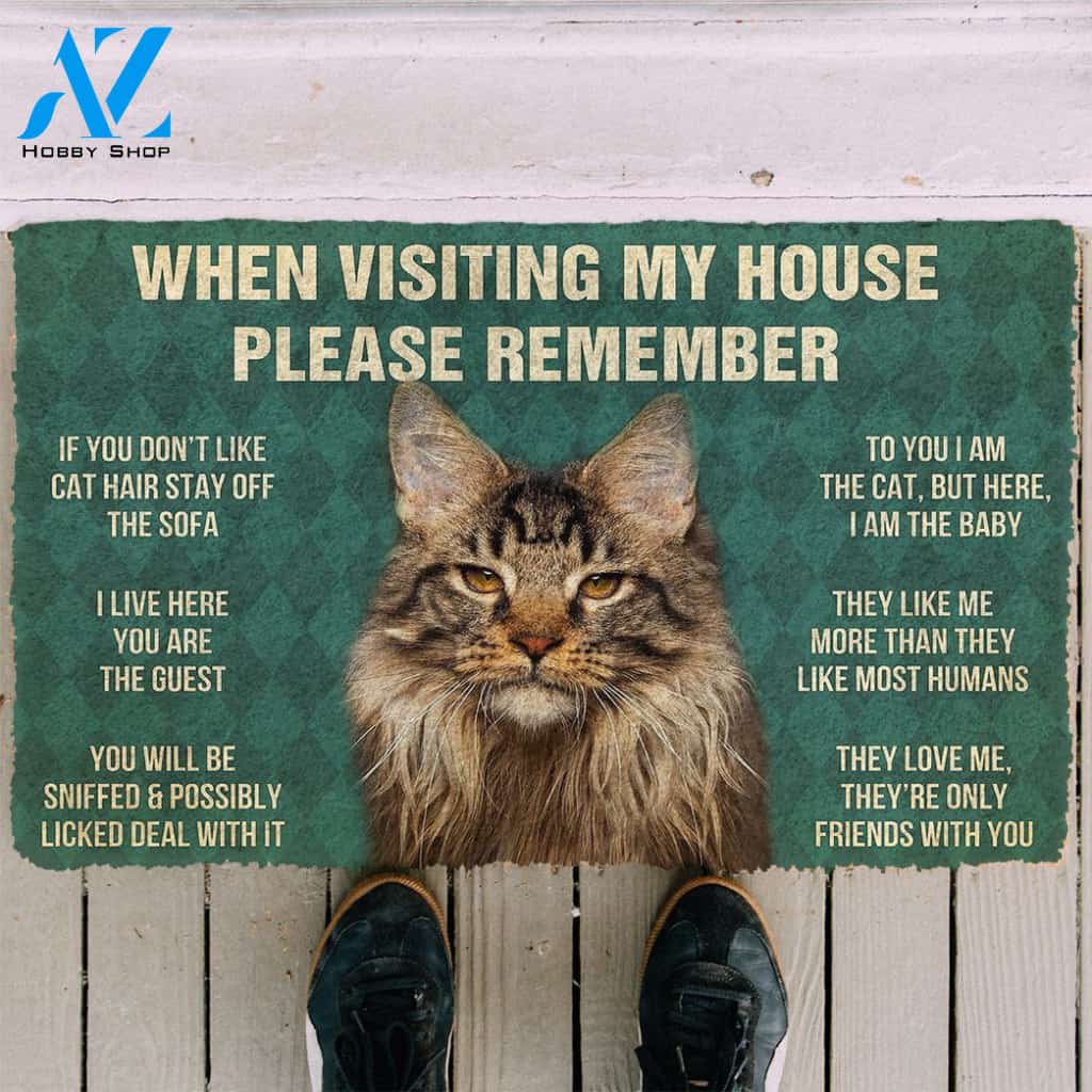 3D Please Remember Maine Coon Cat House Rules Doormat | Welcome Mat | House Warming Gift
