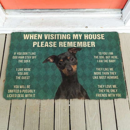 3D Please Remember Miniature Pinscher Dog's House Rules Doormat