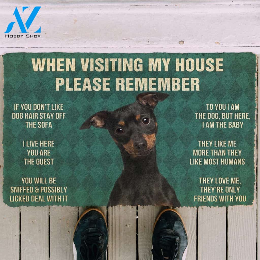 3D Please Remember Miniature Pinscher Dog's House Rules Doormat | Welcome Mat | House Warming Gift