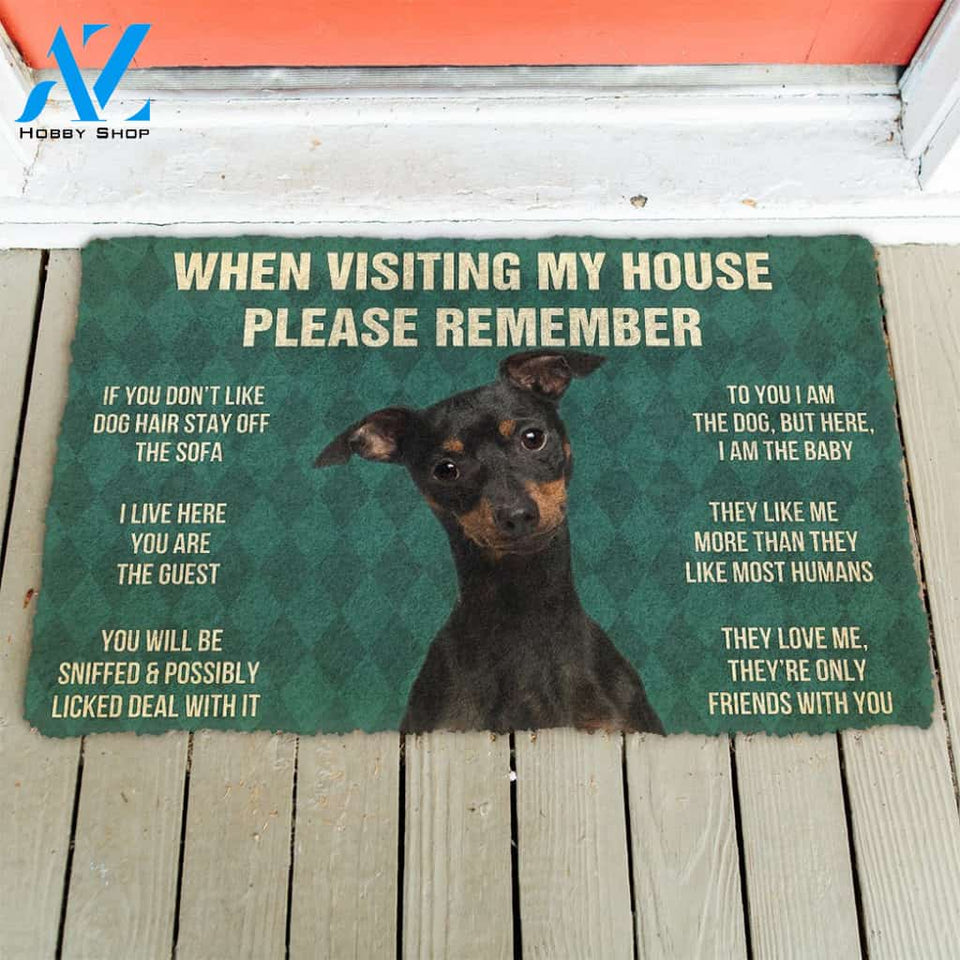 3D Please Remember Miniature Pinscher Dog's House Rules Doormat | Welcome Mat | House Warming Gift