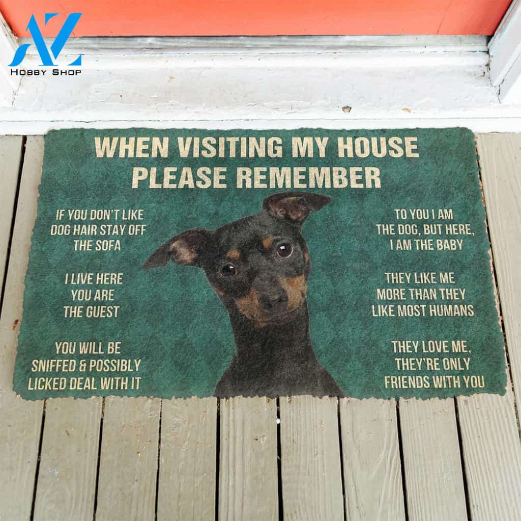3D Please Remember Miniature Pinschers House Rules Custom Doormat | Welcome Mat | House Warming Gift