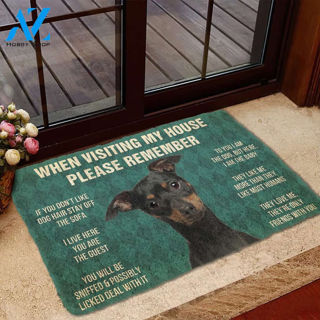 3D Please Remember Miniature Pinschers House Rules Custom Doormat | Welcome Mat | House Warming Gift