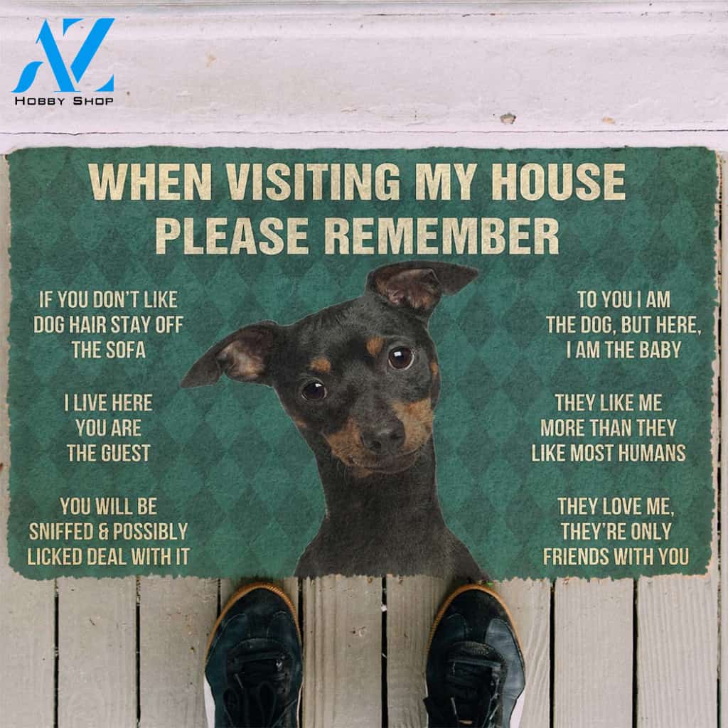 3D Please Remember Miniature Pinschers House Rules Custom Doormat | Welcome Mat | House Warming Gift