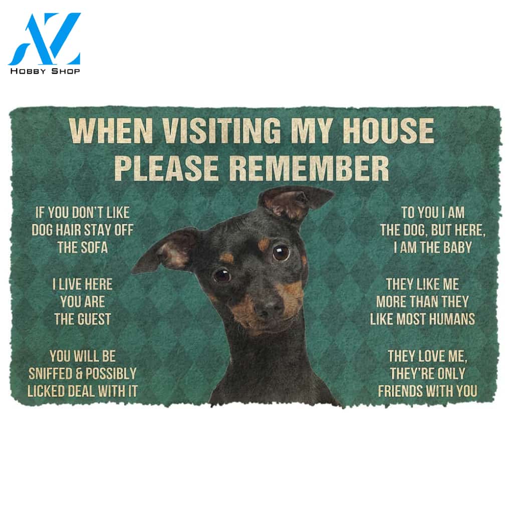 3D Please Remember Miniature Pinschers House Rules Custom Doormat | Welcome Mat | House Warming Gift