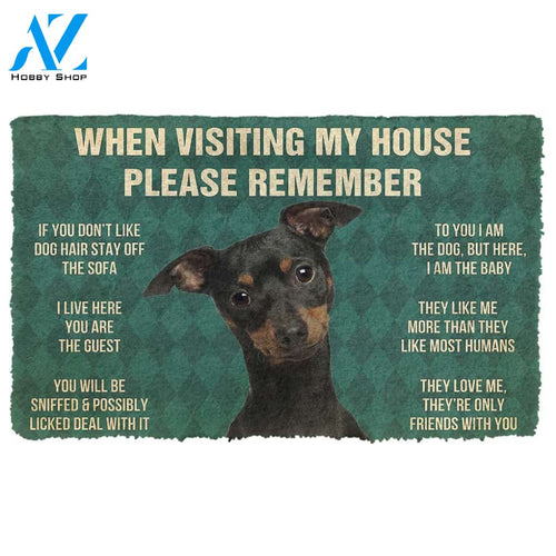 3D Please Remember Miniature Pinschers House Rules Custom Doormat | Welcome Mat | House Warming Gift