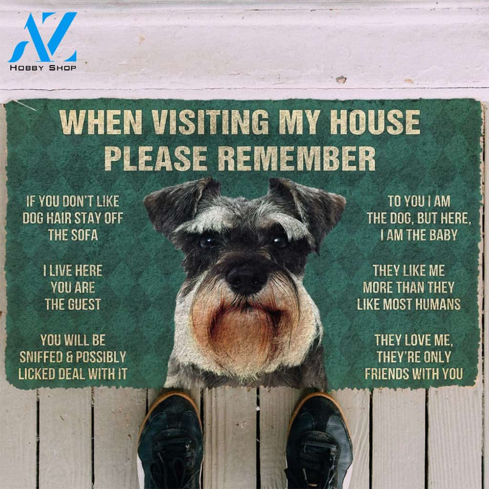 3D Please Remember Miniature Schnauzer Dogs House Rules Doormat | Welcome Mat | House Warming Gift