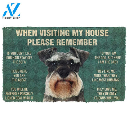 3D Please Remember Miniature Schnauzer Dogs House Rules Doormat | Welcome Mat | House Warming Gift