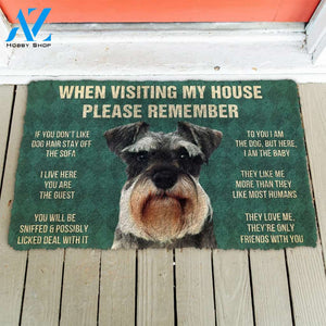3D Please Remember Miniature Schnauzer Dogs House Rules Doormat | Welcome Mat | House Warming Gift