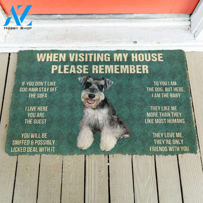 3D Please Remember Miniature Schnauzer Puppy Dogs House Rules Custom Doormat | Welcome Mat | House Warming Gift