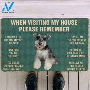 3D Please Remember Miniature Schnauzer Puppy Dogs House Rules Custom Doormat | Welcome Mat | House Warming Gift