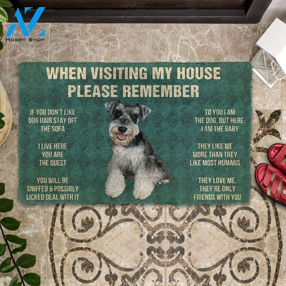 3D Please Remember Miniature Schnauzer Puppy Dogs House Rules Custom Doormat | Welcome Mat | House Warming Gift