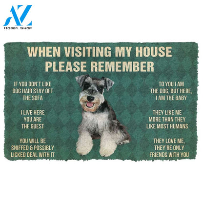 3D Please Remember Miniature Schnauzer Puppy Dogs House Rules Custom Doormat | Welcome Mat | House Warming Gift