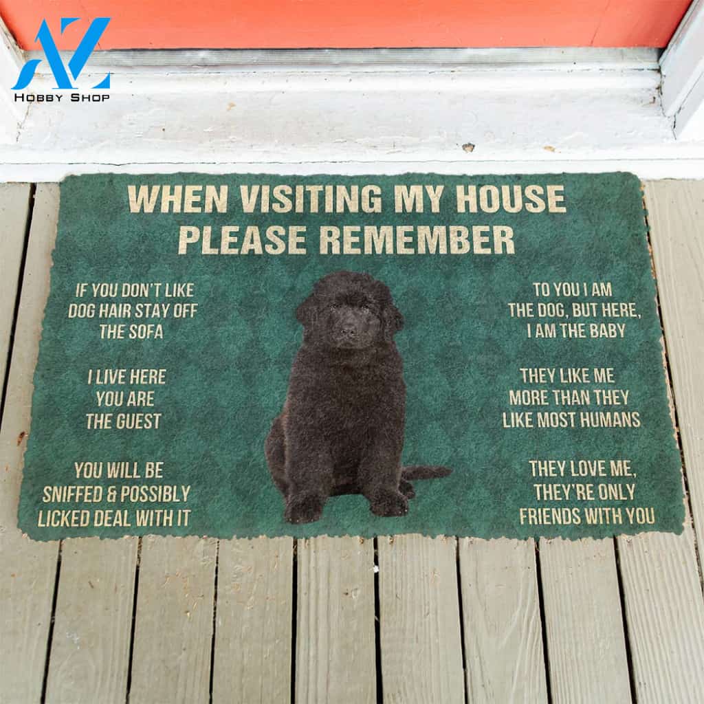 3D Please Remember Newfoundland Puppy Dogs House Rules Custom Doormat | Welcome Mat | House Warming Gift